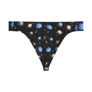 Space-themed underwear with planet and star pattern on a white background